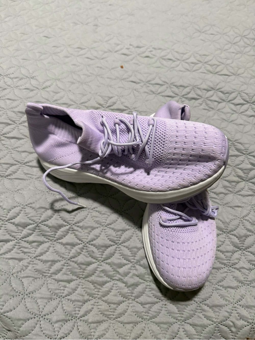 Light Lavender Knit Walking Sneakers - Comfortable Women's Athletic Shoes